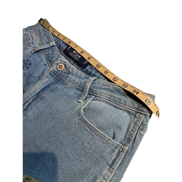 Hollister Ultra High Rise‎ Raw Hem Mom Doodle Jeans Light Wash Stretch Denim 11 - Picture 12 of 15